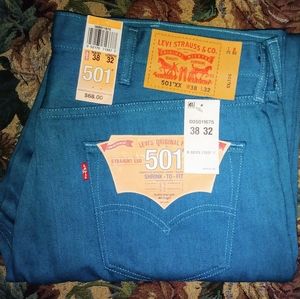 NWT Mens Levis 501 Shrink To Fit Jeans Size 38x32